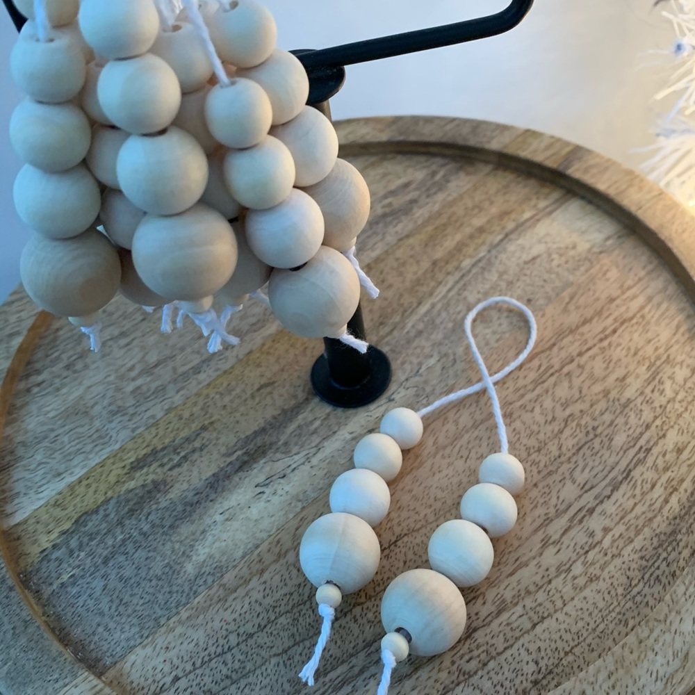 Wood Bead Ornaments Set of 10